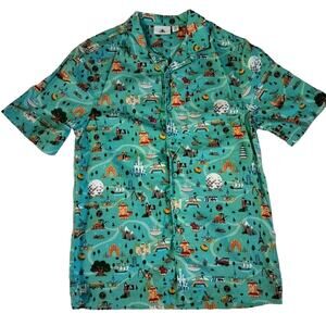 Disney Size S Small Park Life Attractions Camp Shirt Button Front